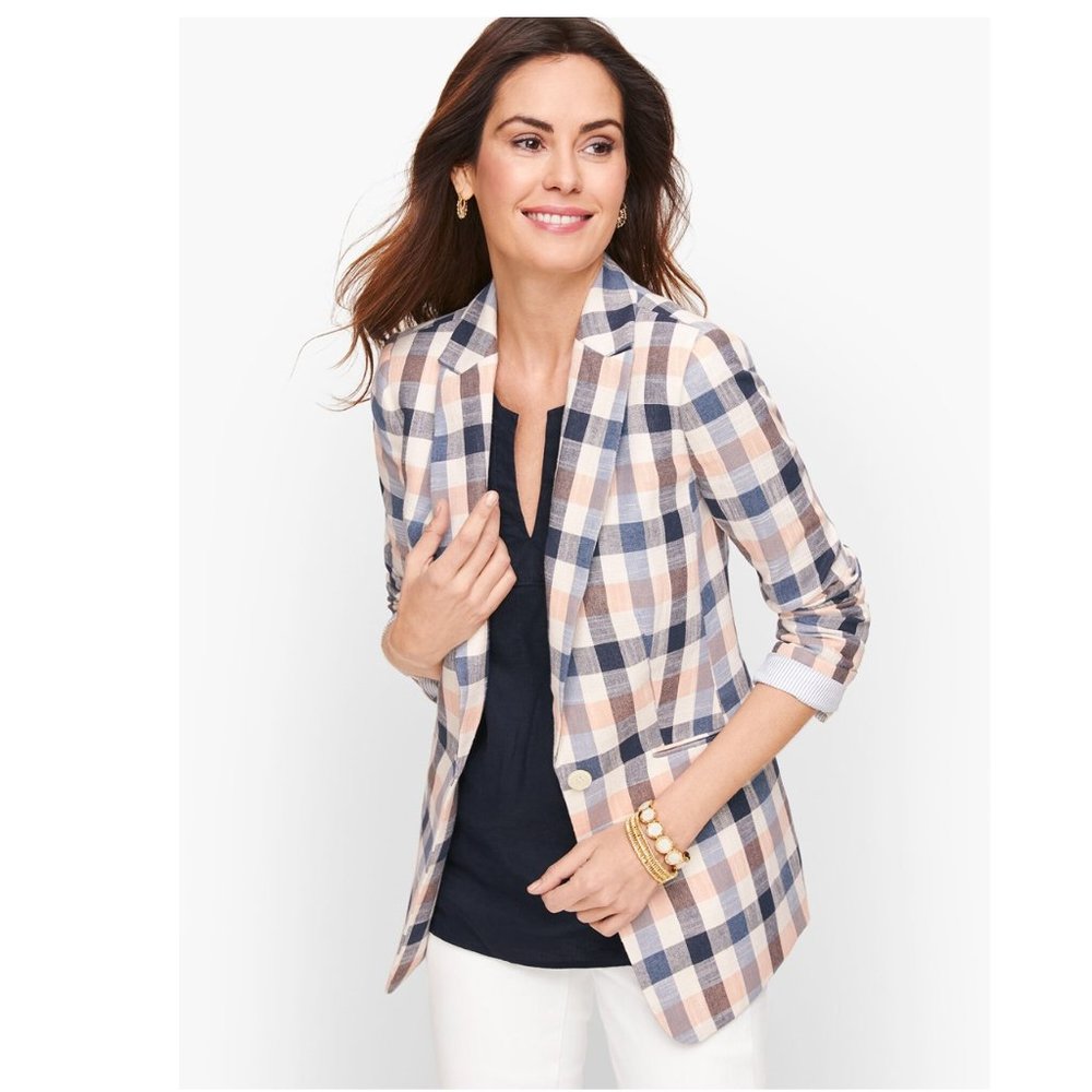 Talbots Vivid Plaid Blazer Jacket, Size 8 Petite, NWOT